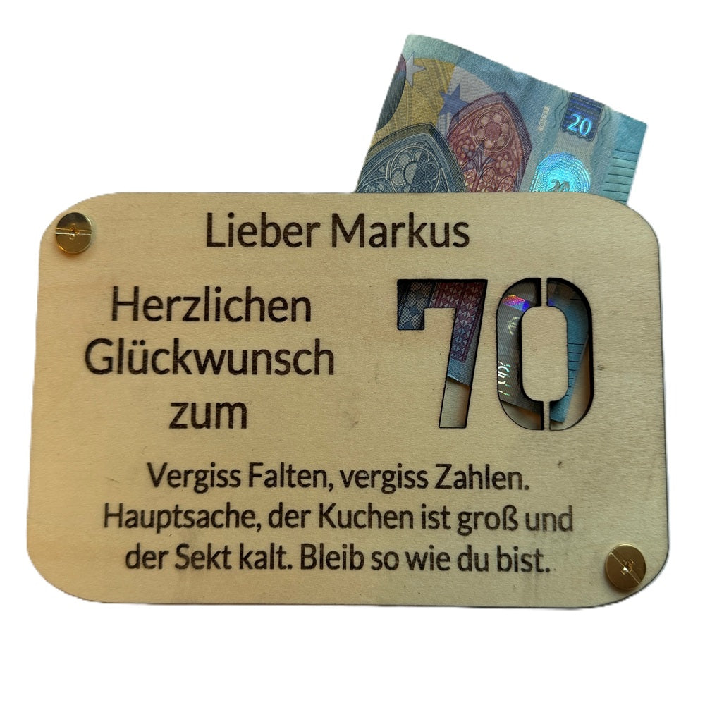 Geburtstagskarte "Vergiss Falten" | Jedes Alter | Karte aus Holz mit Personalisierung | Geldgeschenke (Kopie)