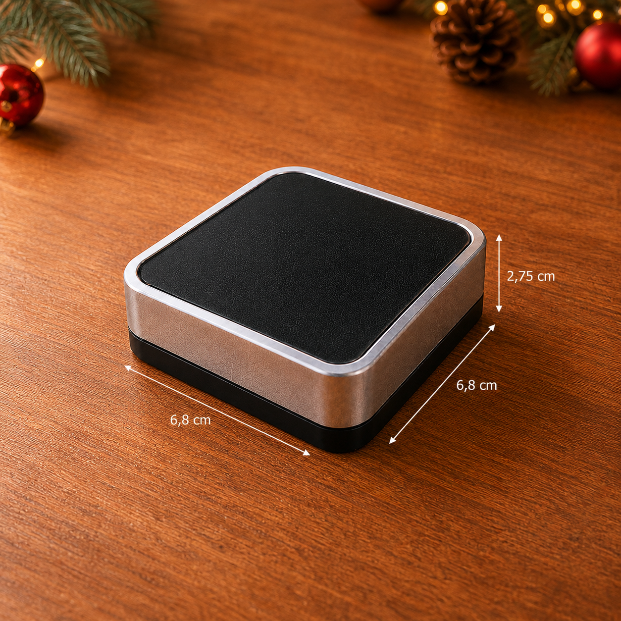 Personalisierte Geschenkbox | Schwarz-Silber | 6,8 x 6,8 cm.