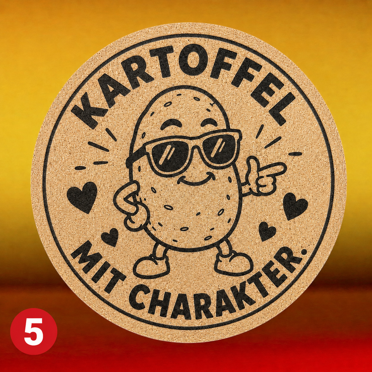 Topfuntersetzer mit Wunschmotiven. Kork. 19cm Durchmesser