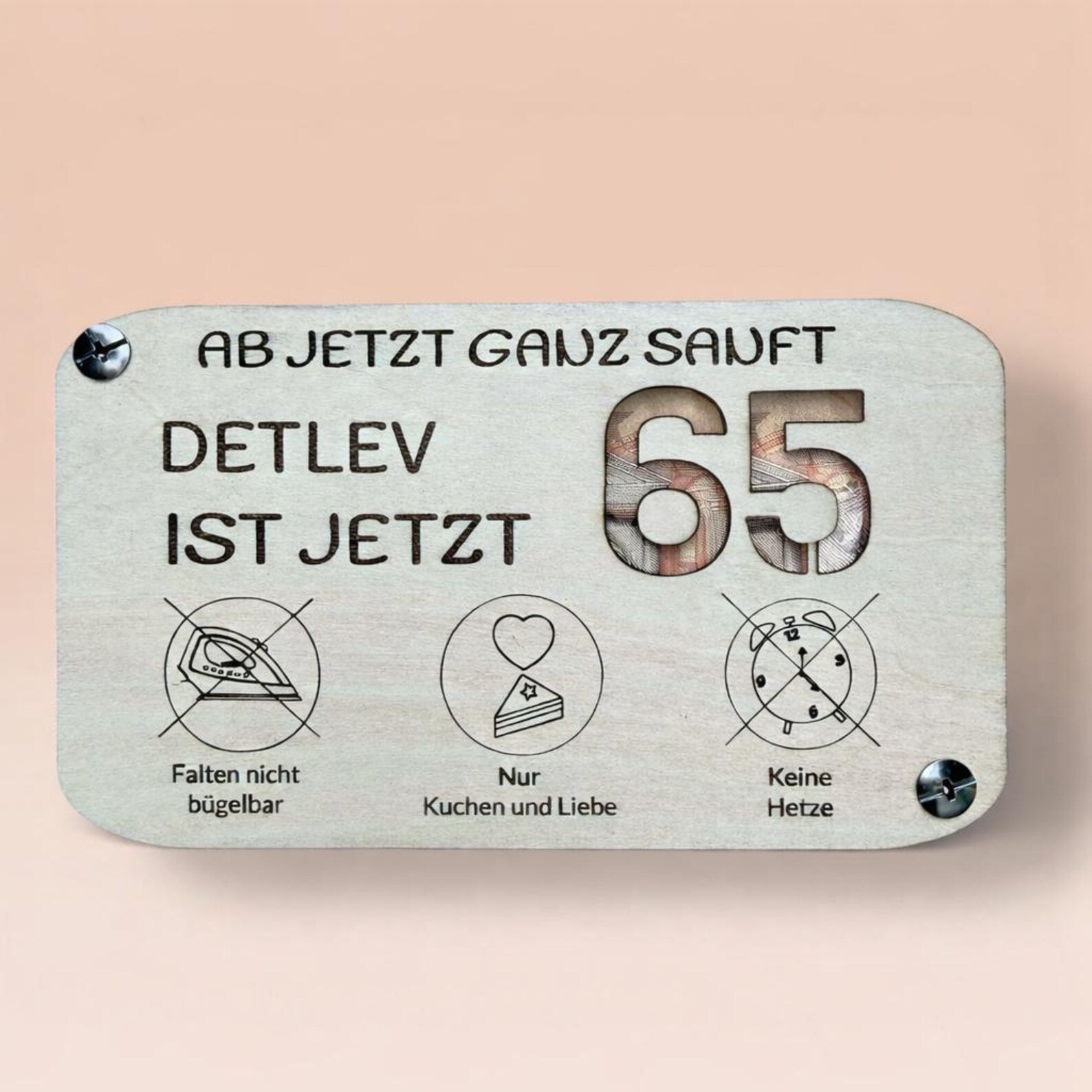 Geburtstagskarte mit Personalisierung. Jedes Alter. Als Geld- oder Gutscheinkarte geeignet. Alter wählbar von 40 bis 90. Individuelle Gravur