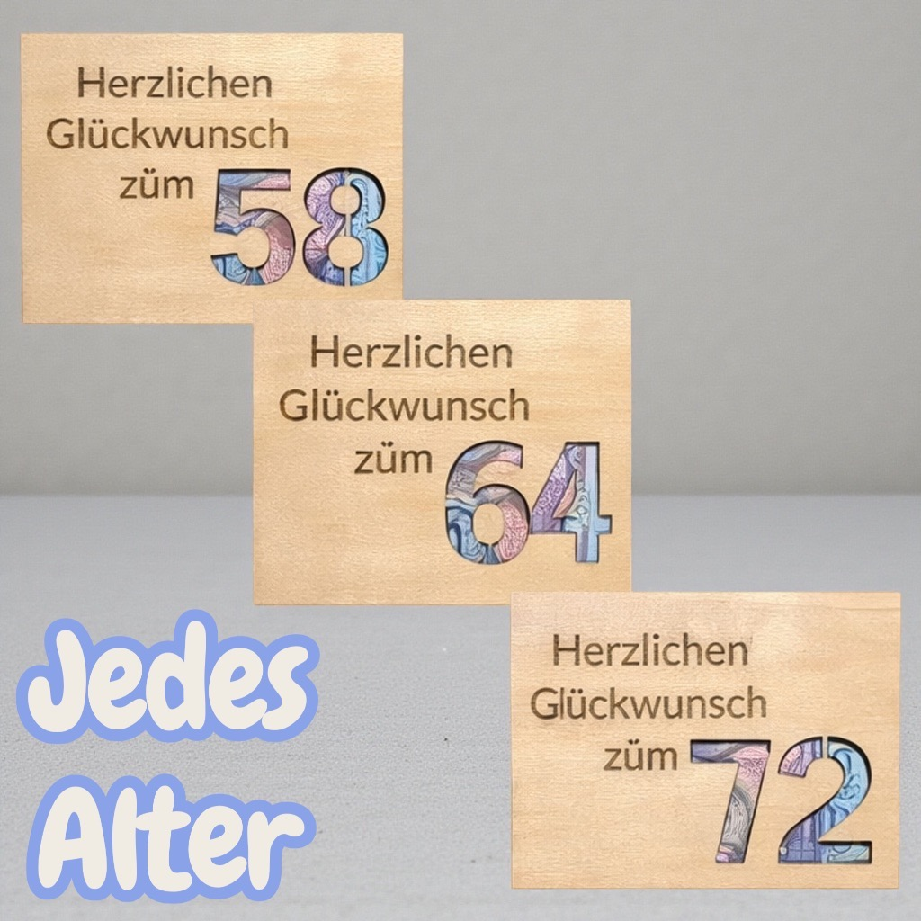 Geburtstagskarte "Vergiss Falten" | Jedes Alter | Karte aus Holz mit Personalisierung | Geldgeschenke (Kopie)