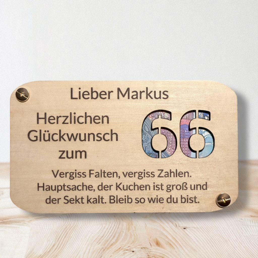 Geburtstagskarte "Vergiss Falten" | Jedes Alter | Karte aus Holz mit Personalisierung | Geldgeschenke (Kopie)