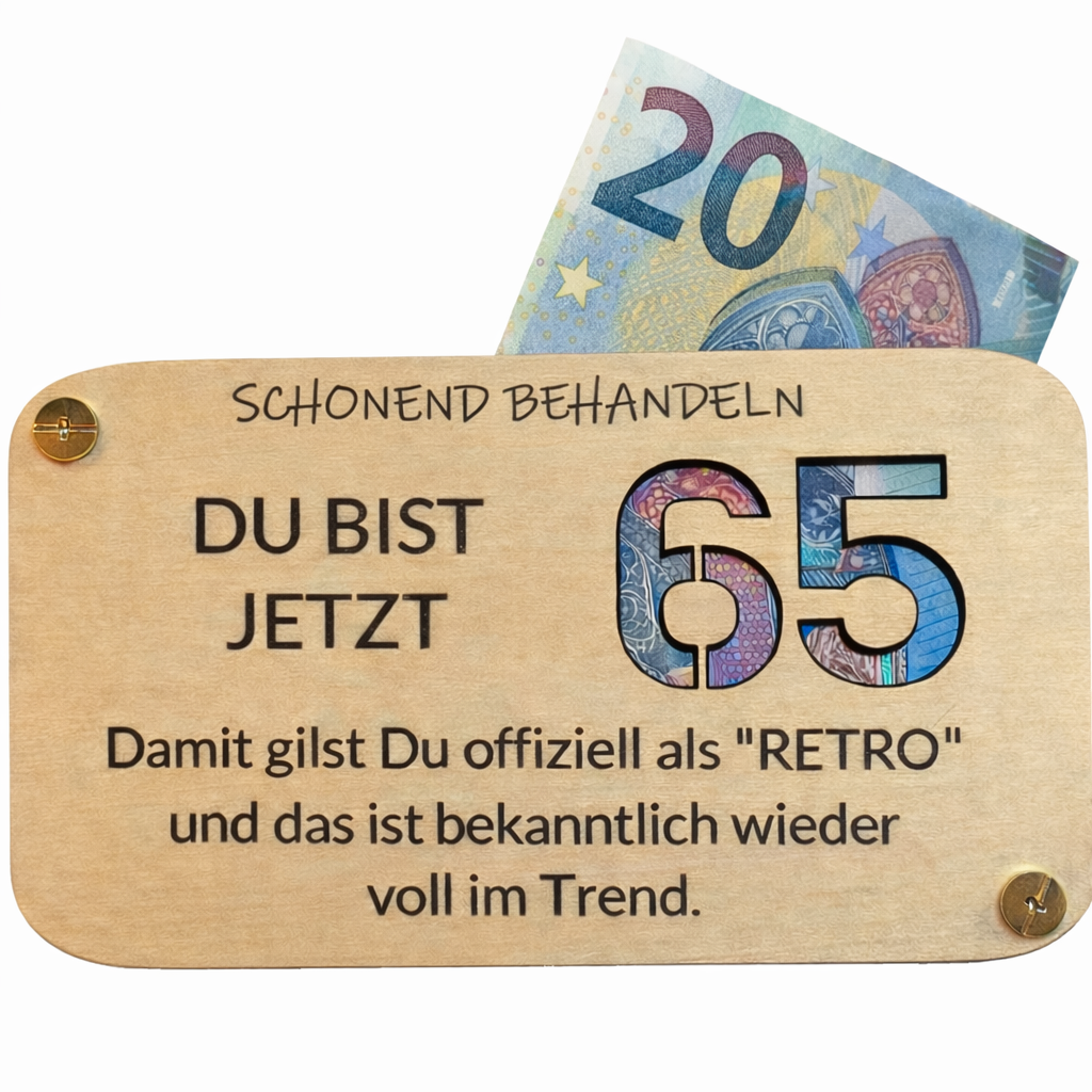 Lustige Geburtstagskarte "Du bist jetzt RETRO" | Jedes Alter | Karte aus Holz mit Personalisierung | Geldgeschenke