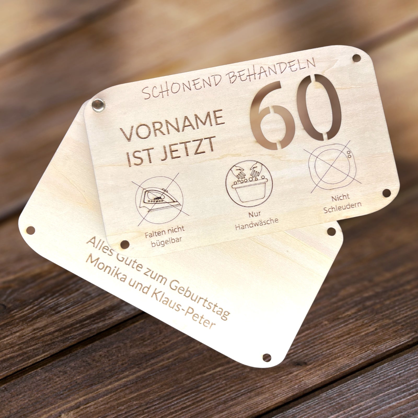 60 Geburtstag | Karte aus Holz mit Personalisierung | Geldgeschenke