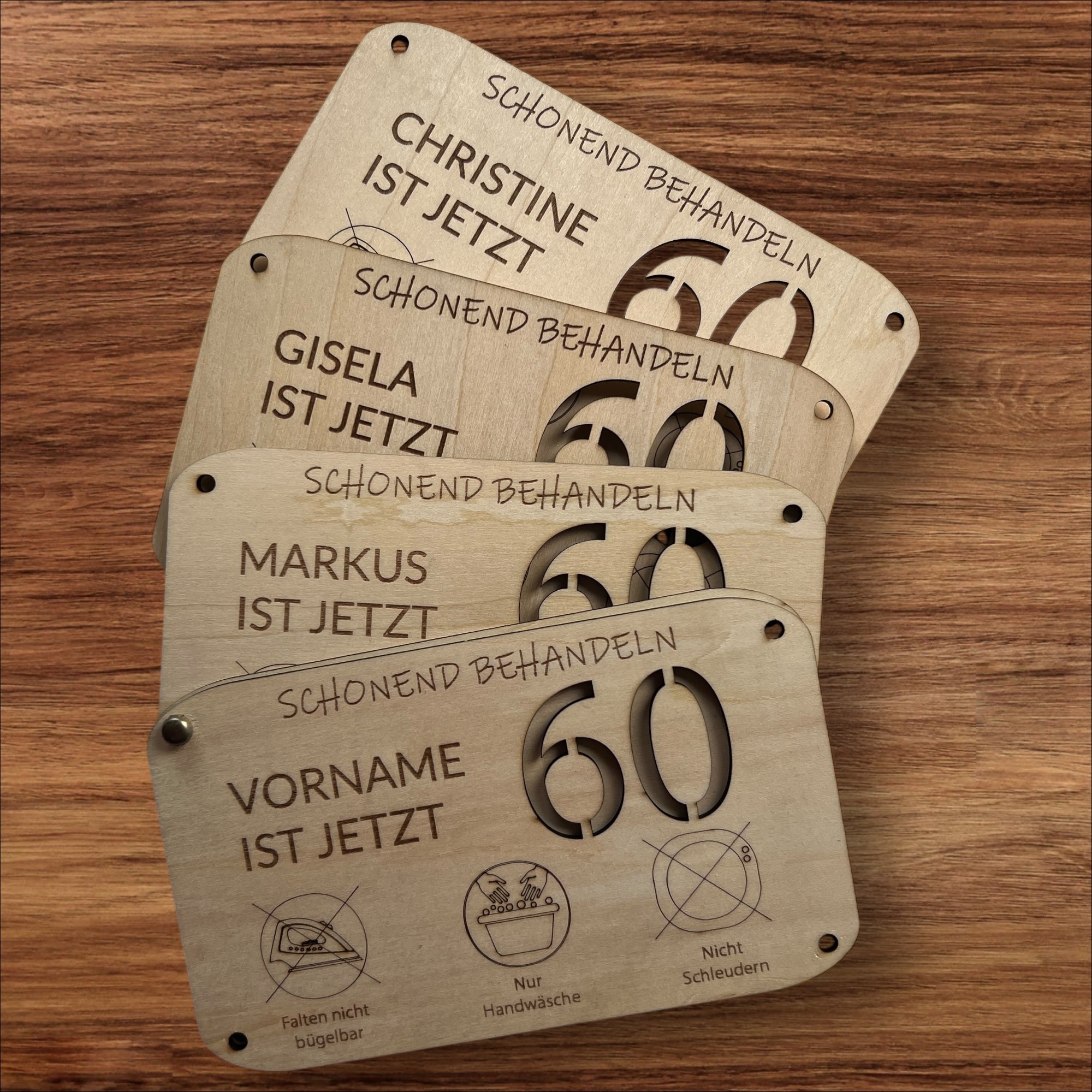 60 Geburtstag | Karte aus Holz mit Personalisierung | Geldgeschenke