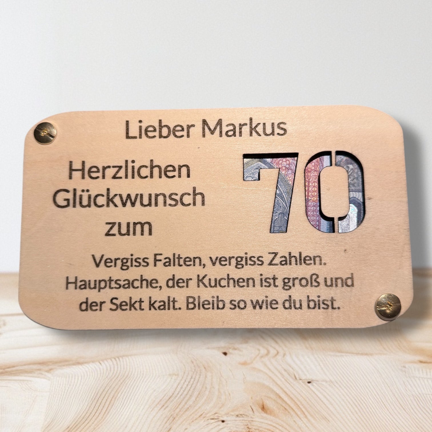 Geburtstagskarte "Vergiss Falten" | Jedes Alter | Karte aus Holz mit Personalisierung | Geldgeschenke (Kopie)
