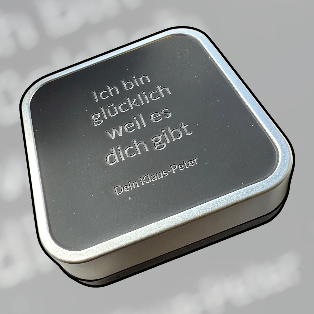 Geschenkbox mit Personalisierung | Schwarz-Silber