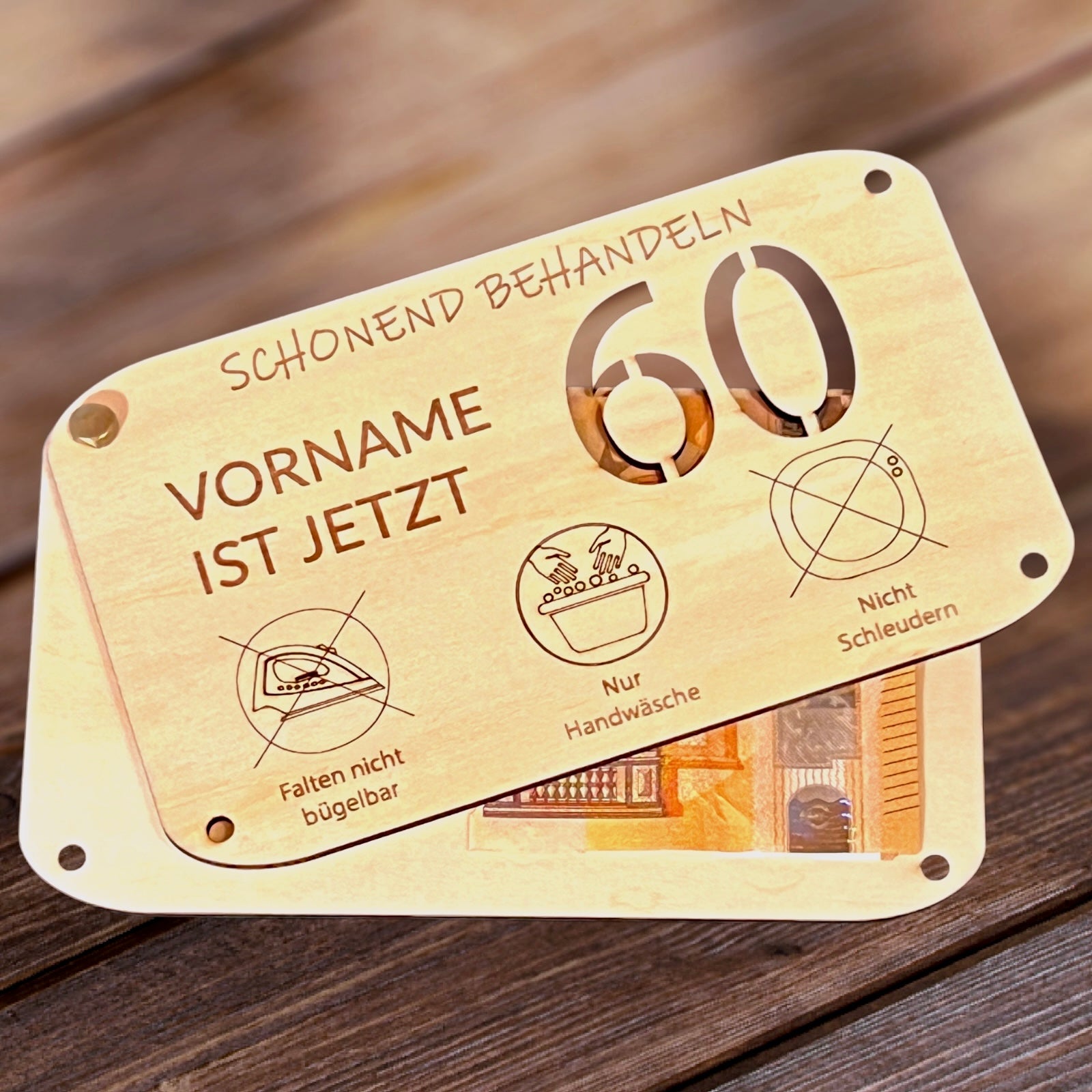 60 Geburtstag | Karte aus Holz mit Personalisierung | Geldgeschenke