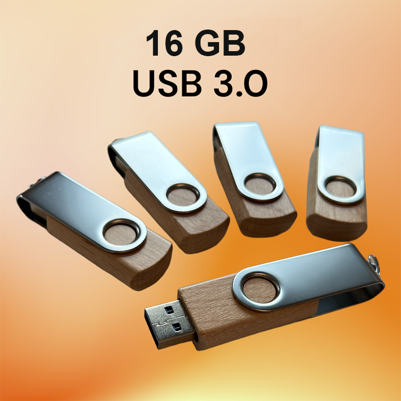 3 oder 5 USB Sticks mit 16 GB, USB 3.0, <p>Metal und Holz. Typ BERLIN.</p>