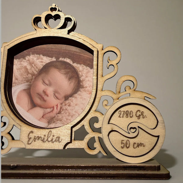 Baby Bildrahmen, Geschenk mit Personalisierung nach Wunsch, Fotorahmen für neuen Prinzen oder Prinzessin.