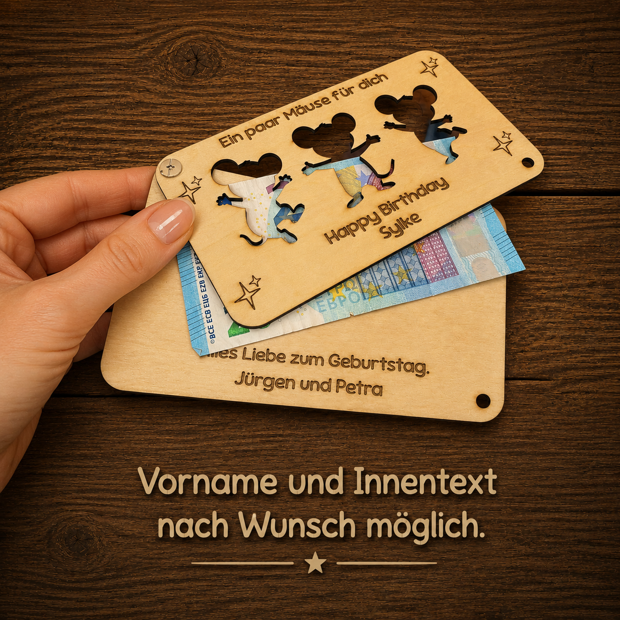 Geburtstagskarte mit Personalisierung. Geldgeschenk. Text nach Wunsch möglich