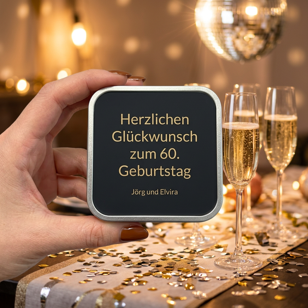 Geschenkbox mit Personalisierung | Schwarz-Silber | 8,7 x 8,7 cm