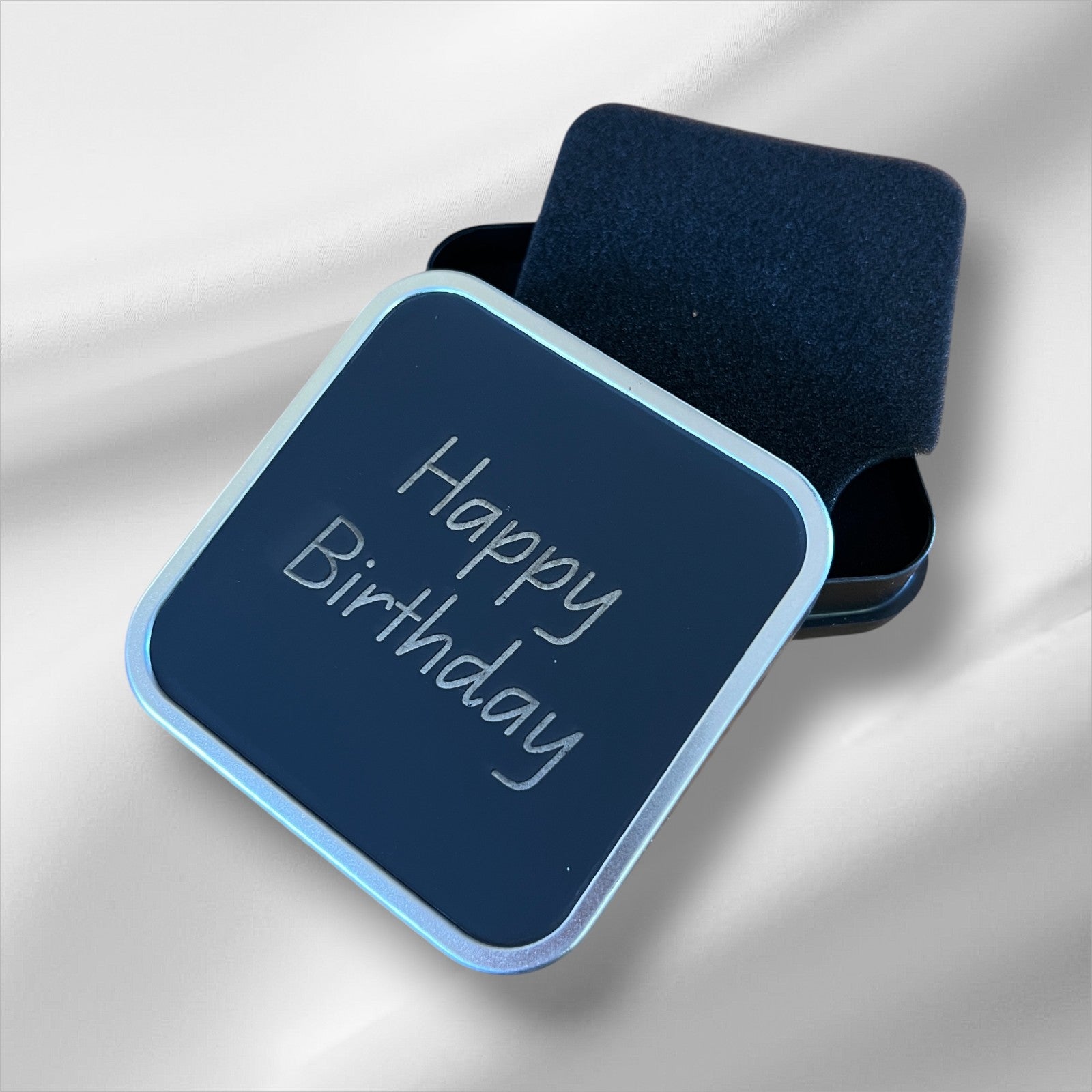 Geschenkbox mit Personalisierung | Schwarz-Silber