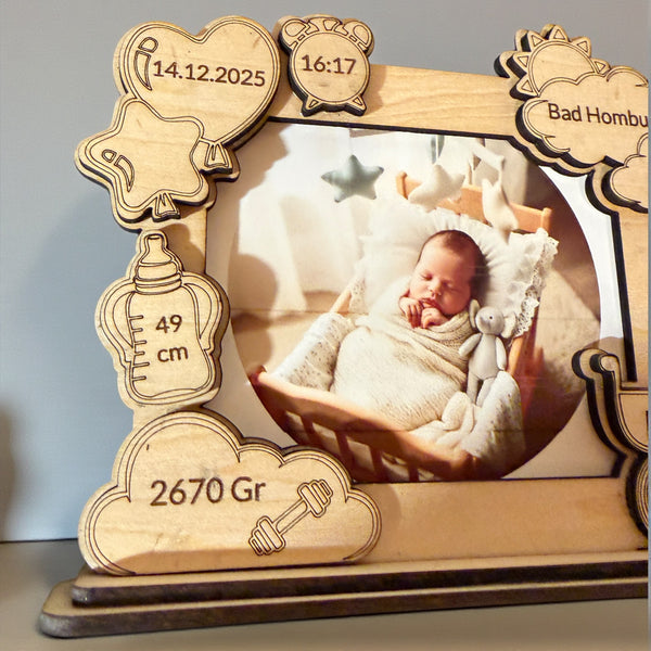 Baby Fotorahmen mit Personalisierung nach Wunsch für glückliche Eltern