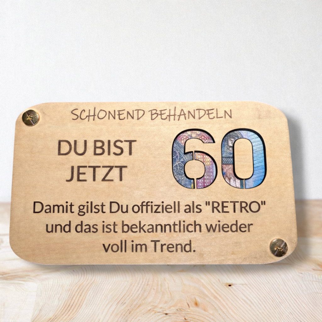 Lustige Geburtstagskarte "Du bist jetzt RETRO" | Jedes Alter | Karte aus Holz mit Personalisierung | Geldgeschenke