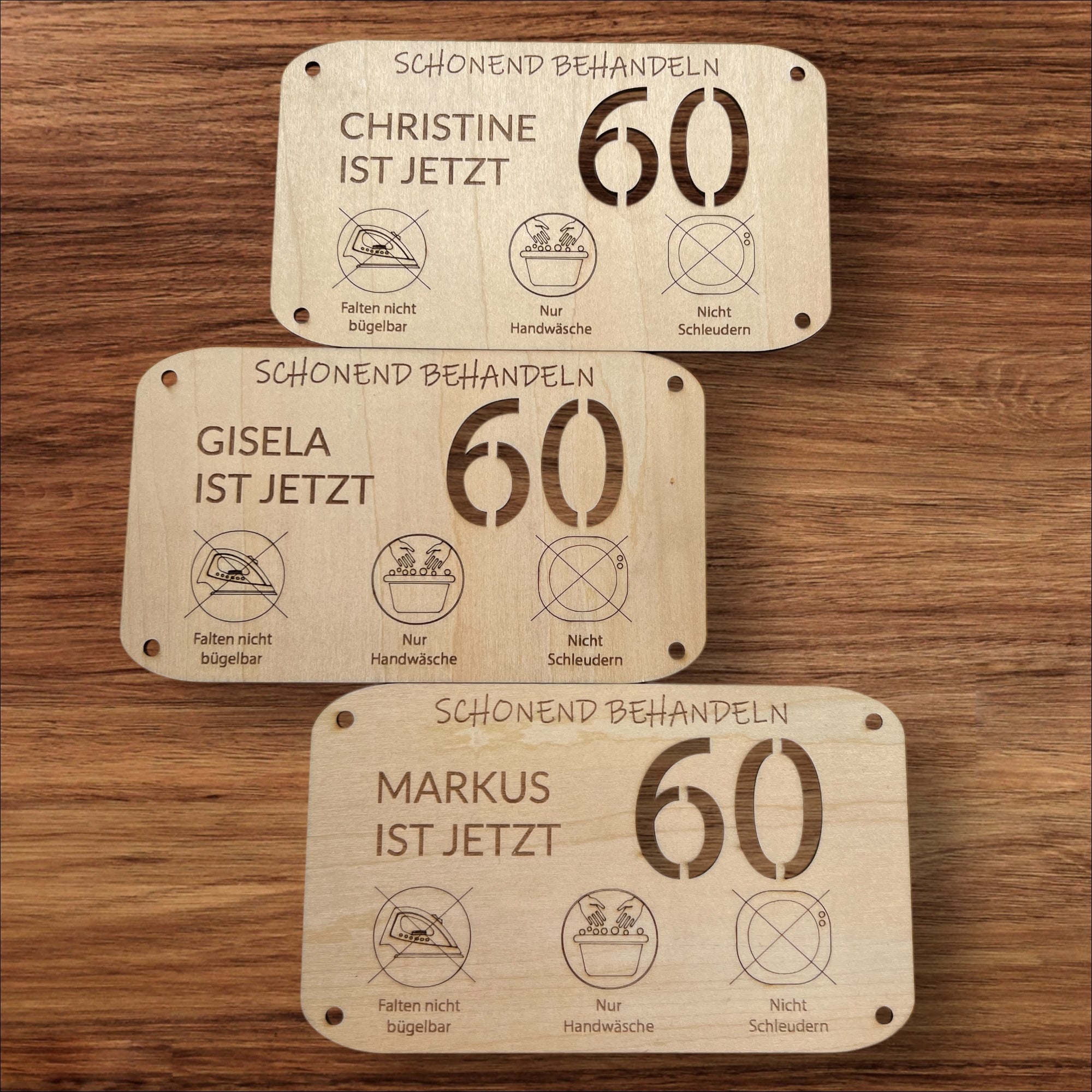 60 Geburtstag | Karte aus Holz mit Personalisierung | Geldgeschenke