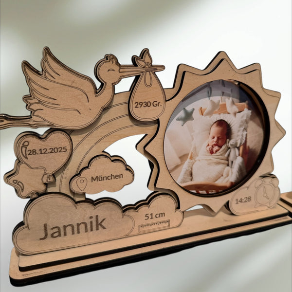 Baby Fotorahmen, Geschenk mit Personalisierung nach Wunsch. Bilderrahmen.