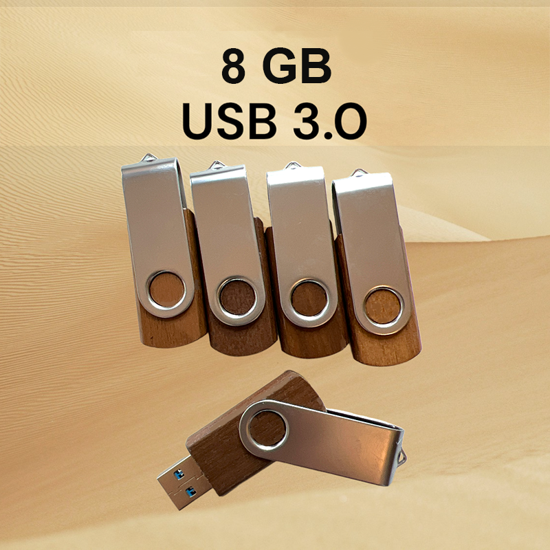 3 oder 5 USB Sticks mit 8 GB, USB 3.0, <p>Metal und Holz. Typ BERLIN.</p>