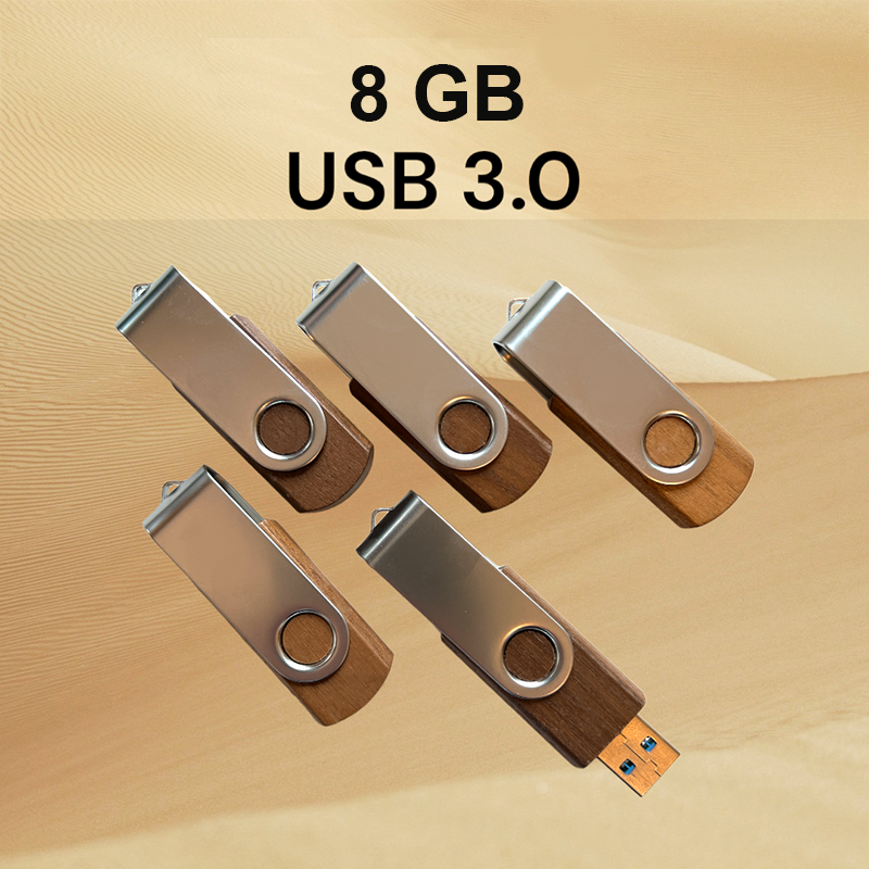 3 oder 5 USB Sticks mit 8 GB, USB 3.0, <p>Metal und Holz. Typ BERLIN.</p>