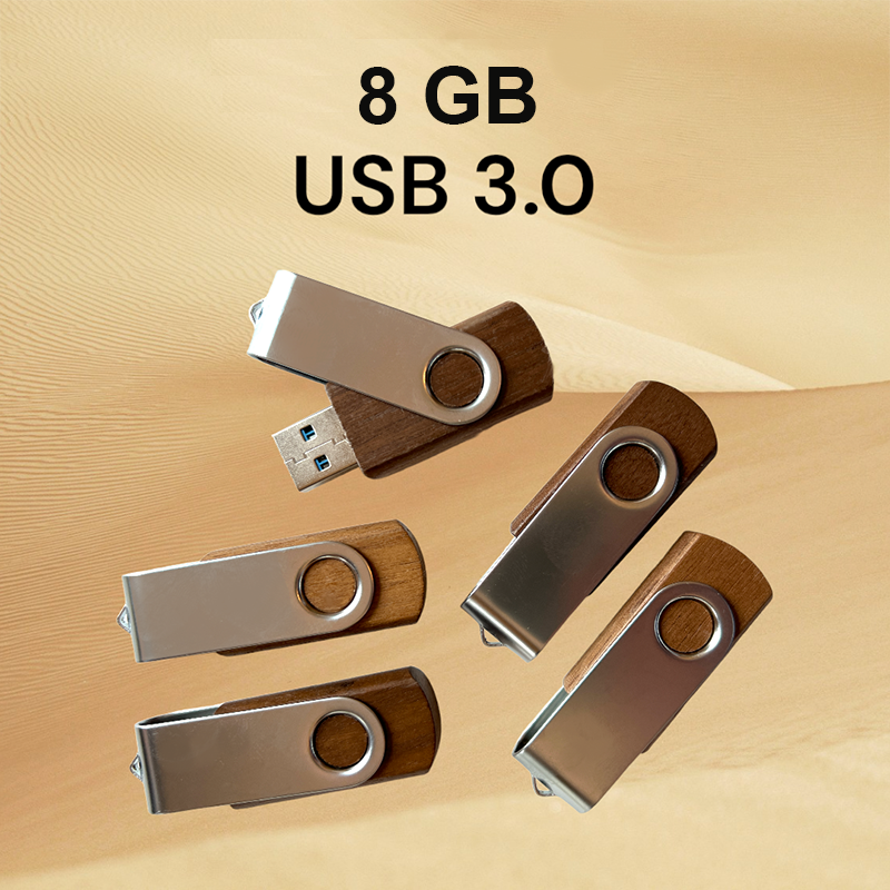 3 oder 5 USB Sticks mit 8 GB, USB 3.0, <p>Metal und Holz. Typ BERLIN.</p>