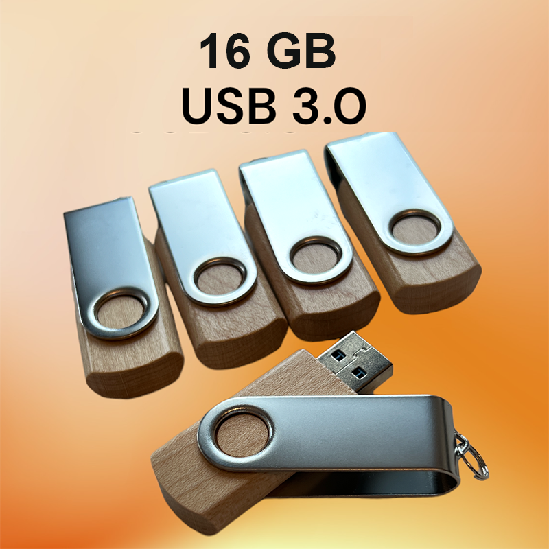 3 oder 5 USB Sticks mit 16 GB, USB 3.0, <p>Metal und Holz. Typ BERLIN.</p>